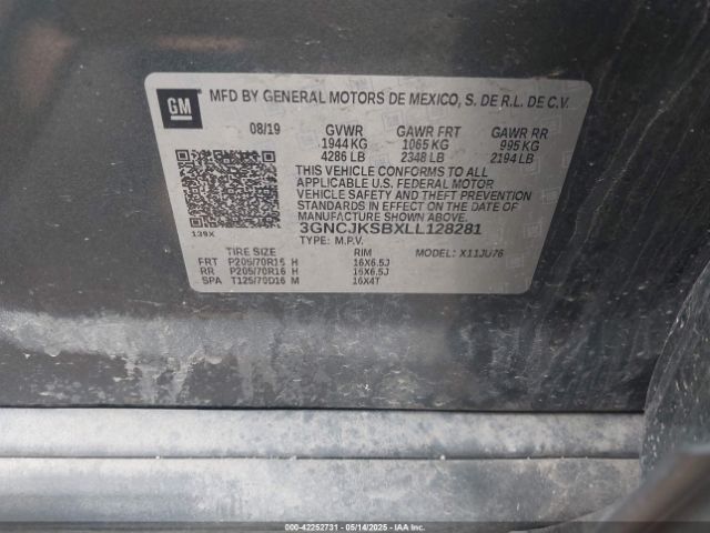 3GNCJKSBXLL128281 Chevrolet Trax Fwd Ls