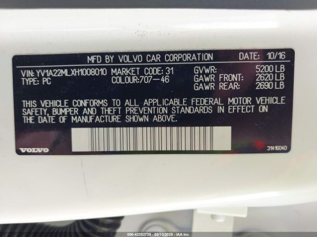 2017 VOLVO S90 YV1A22MLXH1008010 Photo 8
