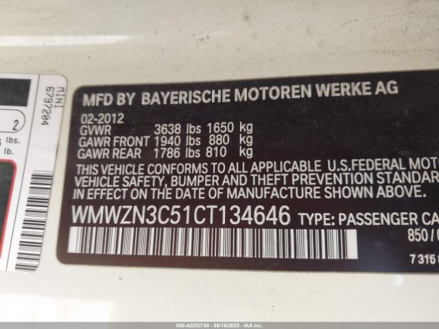 2012 MINI COOPER WMWZN3C51CT134646 Photo 8