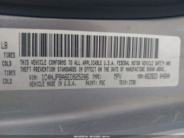 1C4NJPBA6ED925206 Jeep Patriot Sport