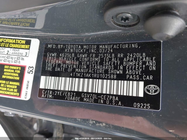 4T1KZ1AK1RU102588 Toyota Camry Trd V6