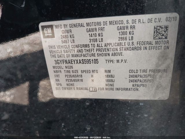 2010 CADILLAC SRX 3GYFNAEYXAS595105 Photo 8