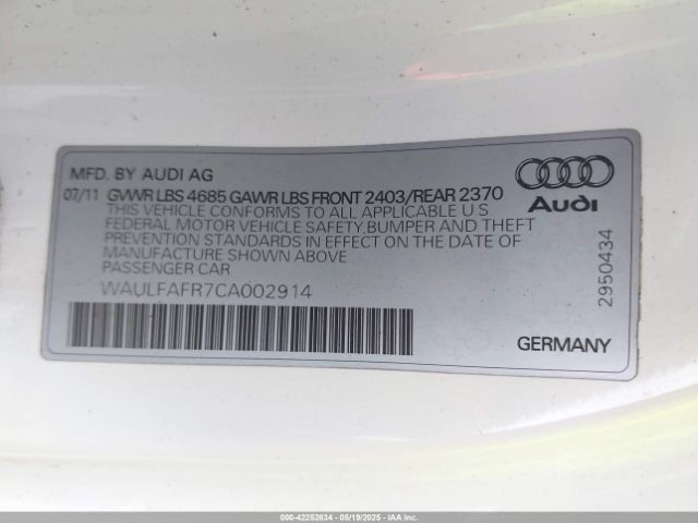 2012 AUDI A5 WAULFAFR7CA002914 Photo 8