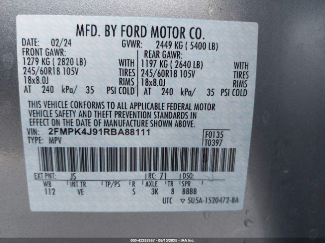 2024 FORD EDGE 2FMPK4J91RBA88111 Photo 8