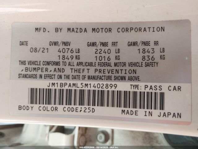 2021 MAZDA MAZDA3 JM1BPAML5M1402899 Photo 8