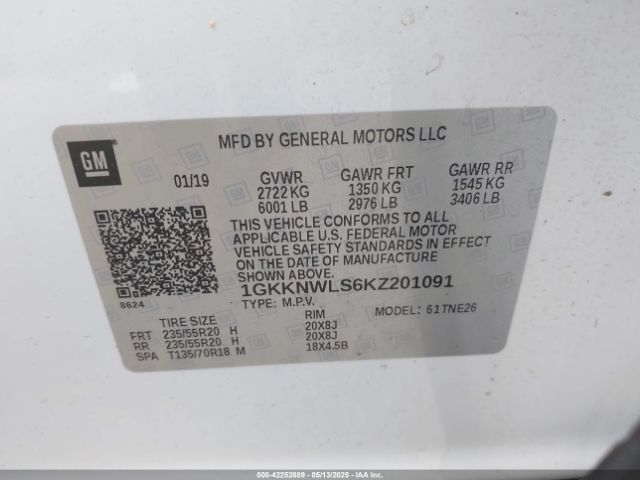 1GKKNWLS6KZ201091 GMC Acadia Slt-2