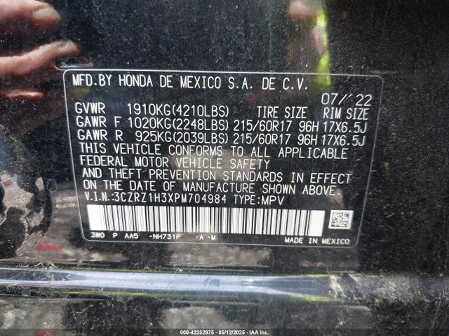 3CZRZ1H3XPM704984 Honda k20z5
