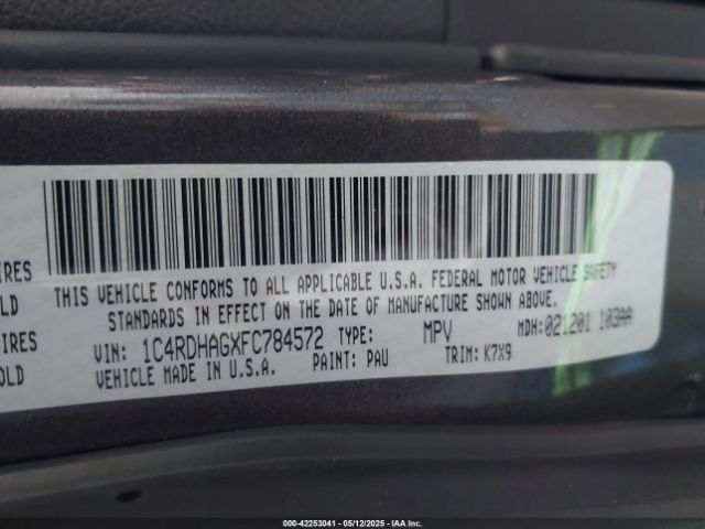 1C4RDHAGXFC784572 Dodge Durango Sxt