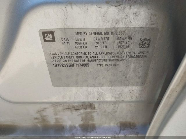 1G1PC5SB8F7174005 Chevrolet Cruze 1lt Auto