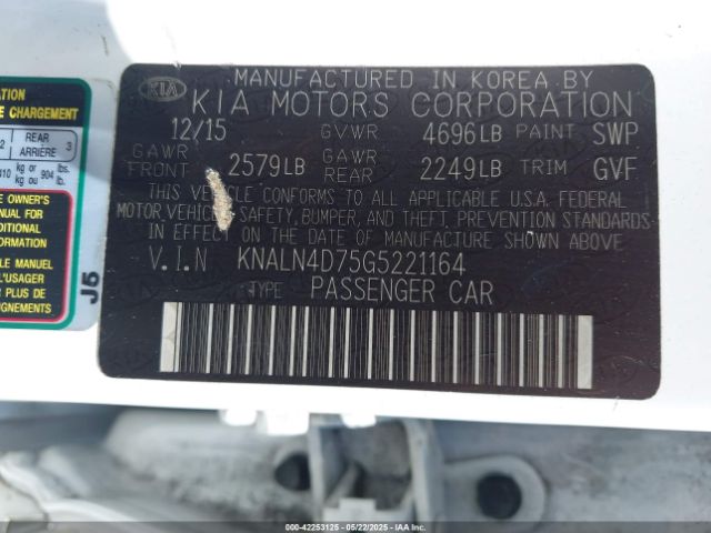 KNALN4D75G5221164 KIA Cadenza Premium