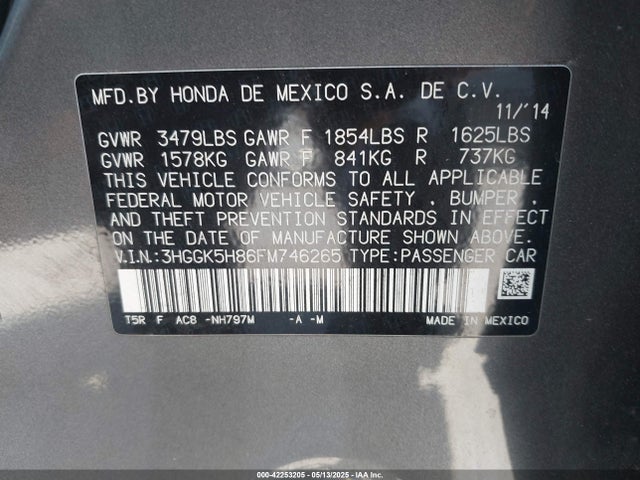 3HGGK5H86FM746265 Honda Fit Ex/ex-l