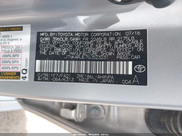 JTNKARJE7GJ523231 Scion 2zr-fae