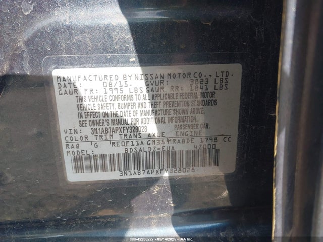 3N1AB7APXFY328028 Nissan SENTRA SV