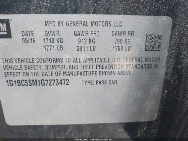 1G1BC5SM1G7273472 Chevrolet Cruze Ls Auto