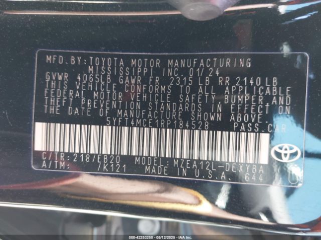 5YFT4MCE1RP184528 Toyota Corolla Xse