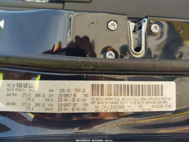 1C4PJLLB1KD154206 Jeep Cherokee Latitude Plus Fwd