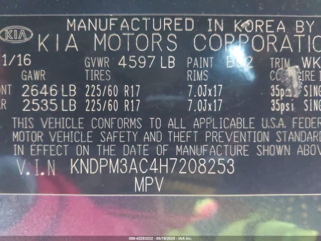 KNDPM3AC4H7208253 KIA Sportage Lx