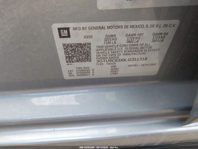 2020 GMC SIERRA 1500 3GTU9CED0LG311318 Photo 8