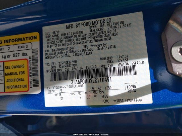 3FA6P0HD2LR110491 Ford FUSION SE