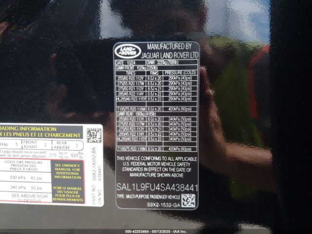 SAL1L9FU4SA438441 Land Rover Range Rover Sport P400 Dynamic Se
