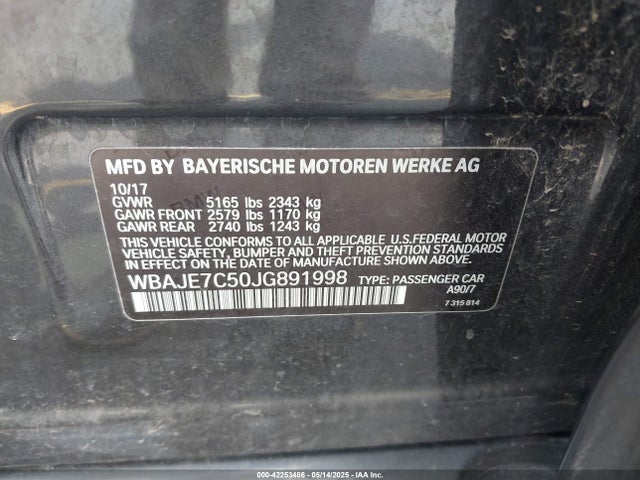 BMW 2018 2018 WBAJE7C50JG891998 Image 9
