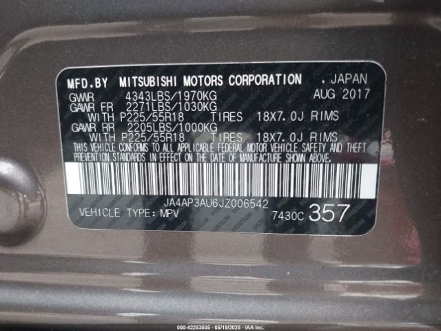 2018 MITSUBISHI OUTLANDER SPORT JA4AP3AU6JZ006542 Photo 8
