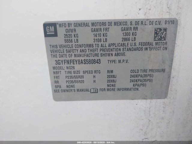 2010 CADILLAC SRX 3GYFNFEY8AS580843 Photo 8
