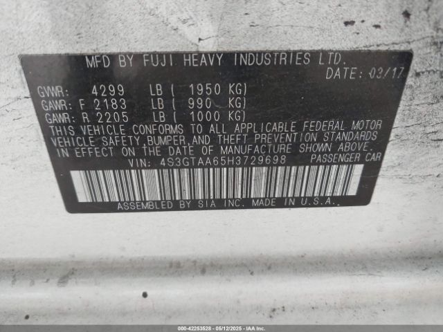 4S3GTAA65H3729698 Subaru Impreza 2.0i