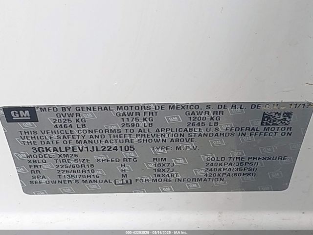 3GKALPEV1JL224105 GMC Terrain Slt