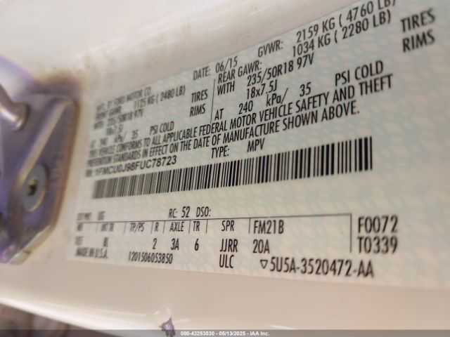1FMCU0J98FUC78723 Ford Escape Titanium
