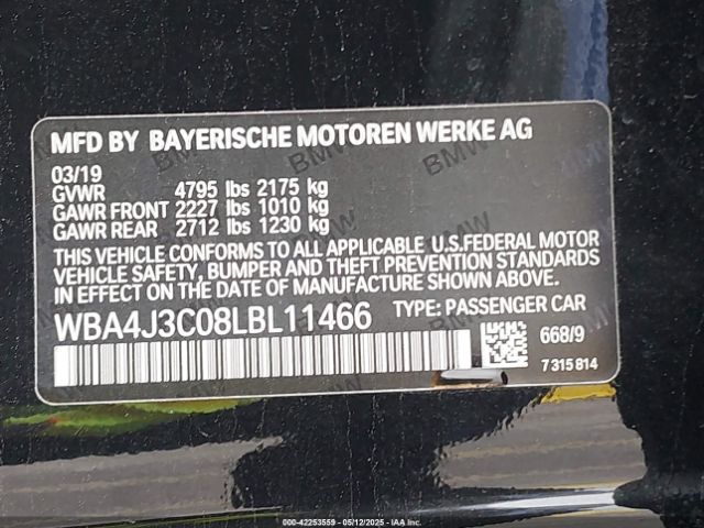 WBA4J3C08LBL11466 BMW 430i Gran Coupe Xdrive