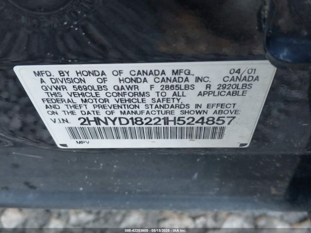 2001 ACURA MDX 2HNYD18221H524857 Photo 8