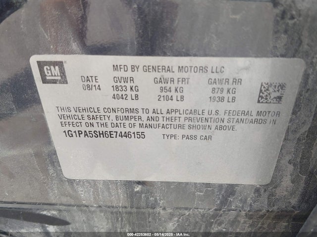 1G1PA5SH6E7446155 Chevrolet Cruze Ls Auto
