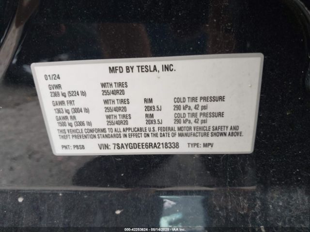 2024 TESLA MODEL Y 7SAYGDEE6RA218338 Photo 8