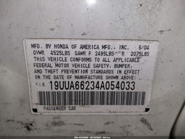 2004 ACURA TL 19UUA66234A054033 Photo 8