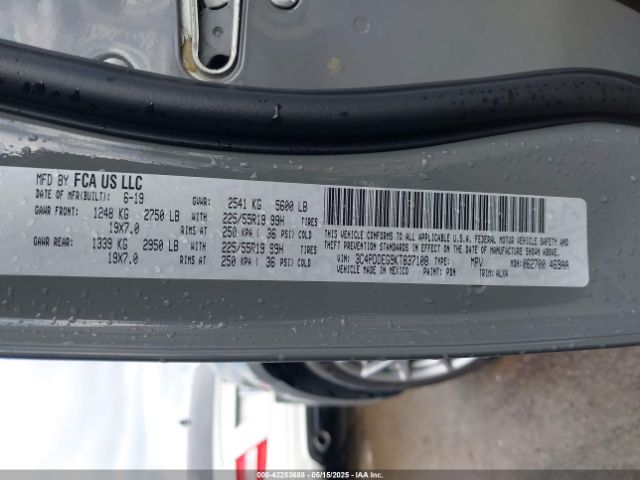 3C4PDDEG9KT837108 Dodge Journey Gt Awd