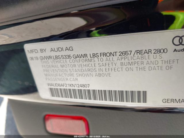 2019 AUDI A6 WAUD8AF21KN124807 Photo 8