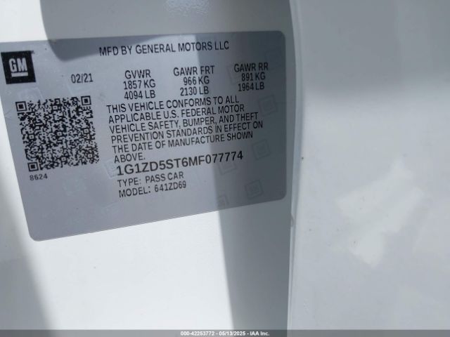 1G1ZD5ST6MF077774 Chevrolet MALIBU LT