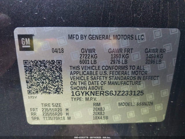2018 CADILLAC XT5 1GYKNERS6JZ233125 Photo 8