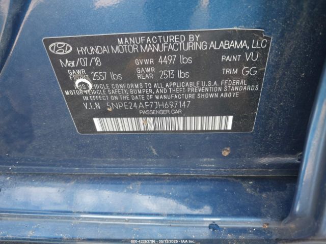 5NPE24AF7JH697147 Hyundai SONATA SE