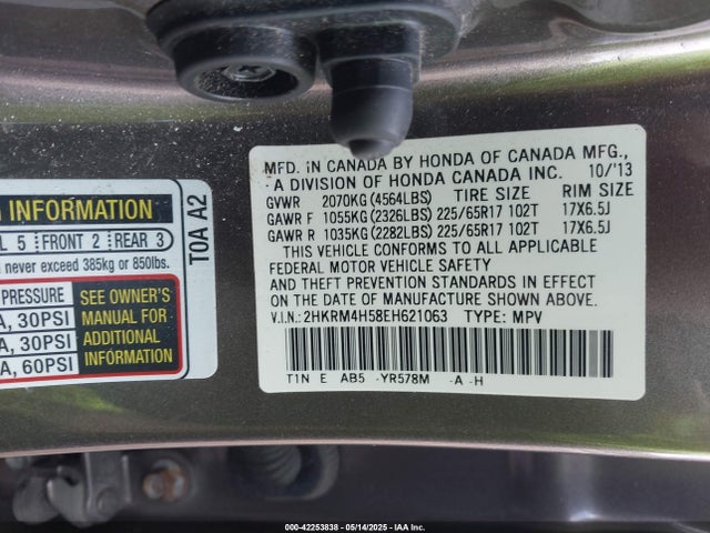 2HKRM4H58EH621063 Honda CR-V EX