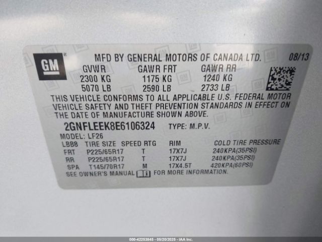 2GNFLEEK8E6106324 Chevrolet EQUINOX LS