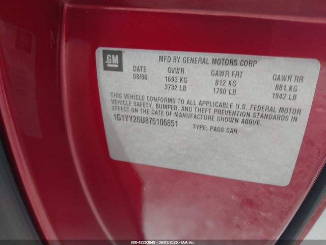2007 CHEVROLET CORVETTE 1G1YY26U875106851 Photo 8