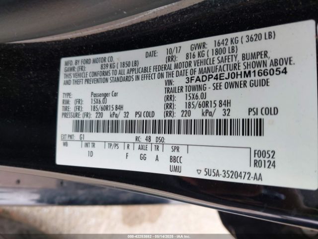 3FADP4EJ0HM166054 Ford FIESTA SE