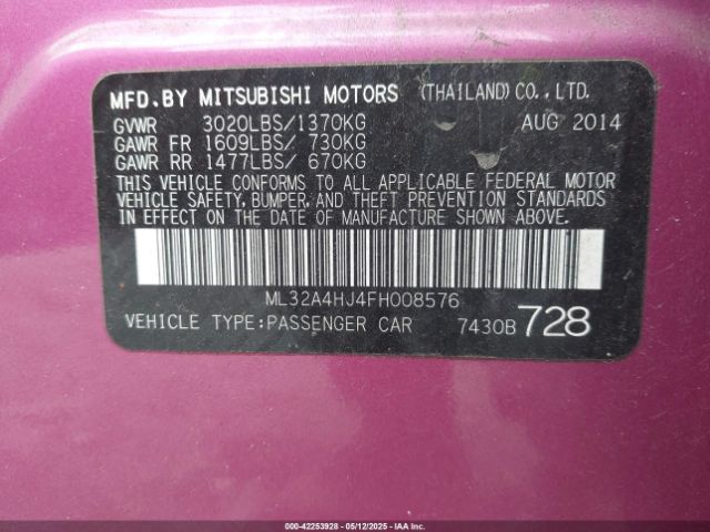 ML32A4HJ4FH008576 Mitsubishi Mirage Es/rf