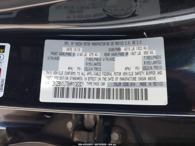 3MZBN1U78HM108301 Mazda pe