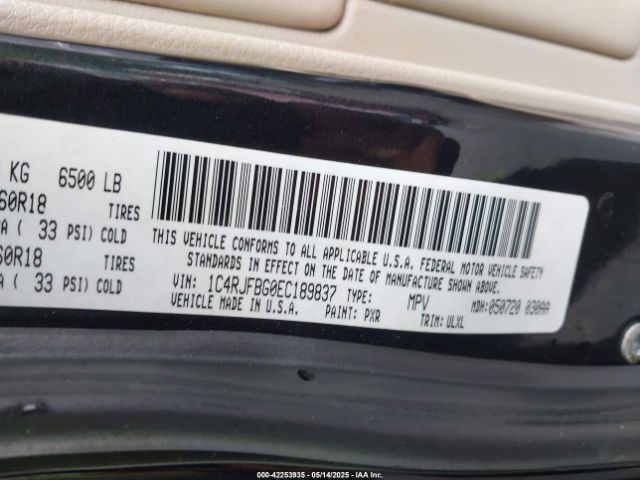 1C4RJFBG0EC189837 Jeep Grand Cherokee Limited