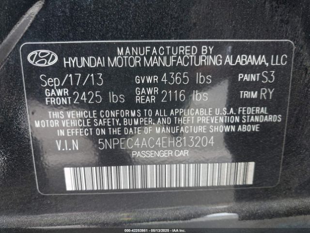 5NPEC4AC4EH813204 Hyundai Sonata Limited