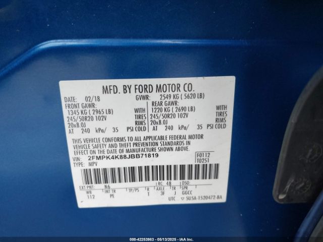 2FMPK4K88JBB71819 Ford Edge Titanium