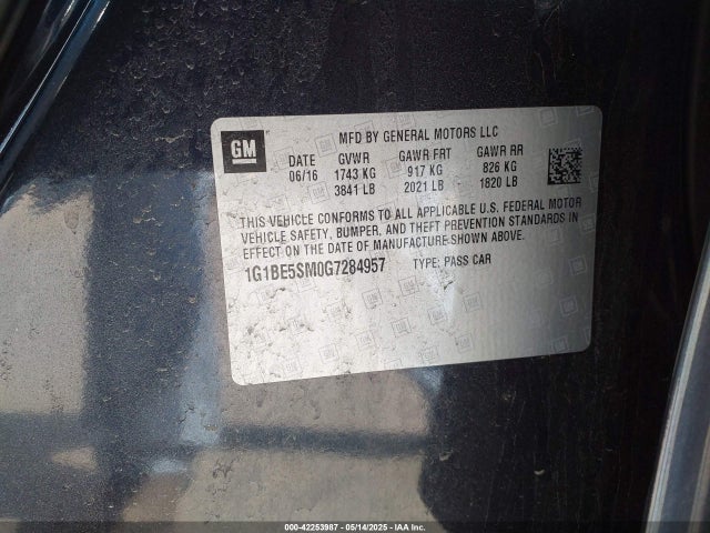 1G1BE5SM0G7284957 Chevrolet le2 - di: direct injection, alum, vvt, gen i, gmna